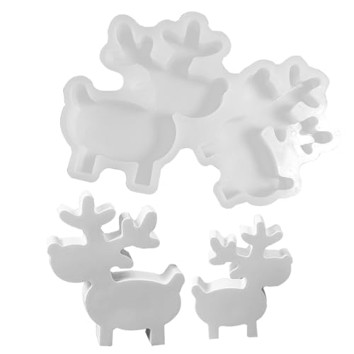 Weihnachts Elch Silikonform,Weihnachts Elch Gipsform - Silikon Handwerk Form für Feiertag DIY Projekte Heimdekoration Gips Ornament Seife Kerzenherstellung Epoxidharz Gießen von Lainiaoly
