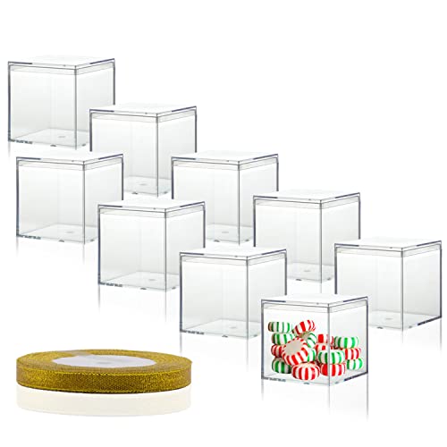 20 Stück transparente quadratische Kunststoffwürfel, 5.5 x 5.5 x 5.5 cm, kleine Kunststoff-Aufbewahrungsbox mit Deckel, transparente, quadratische Behälter, Weihnachten (5.5 x 5.5 x 5.5 cm, 20 Stück) von Lainrrew