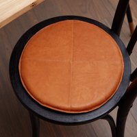 Tan Rundes Lederkissen, Sitzkissen, Stuhl Bezahlt Runde Sitzauflagen, Dine Lederstuhlkissen von LaishaLeatherStudio
