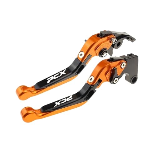 Laiteanqi Fit PCX 125 PCX 150 Vorne Disc Hinten Trommel Bremshebel For PCX125 PCX150 Folding Ausziehbare Brems Griffe Brake(Orange1) von Laiteanqi