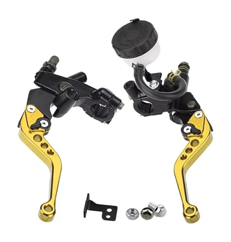 Laiteanqi Motorrad Einstellbare Kupplung Bremse Master Zylinder Reservoir Hebel Kit Compatible With 7/8 "22mm Lenker Brake(Gold) von Laiteanqi