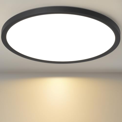 Laittiin Deckenlampe LED Deckenleuchte Badezimmer - Ø30CM Schlafzimmerlampe Schwarz Dimmbar 24W Flurlampe IP44 Wasserfest Badezimmerlampe 3000K-6500K Flach Rund Küchenlampe für Küche Balkon Flur Laittiin Deckenlampe LED Deckenleuchte Badezimmer - Ø30CM Schlafzimmerlampe Schwarz Dimmbar 24W Flurlampe IP44 Wasserfest Badezimmerlampe 3000K-6500K Flach Rund Küchenlampe für Küche Balkon Flur von Laittiin