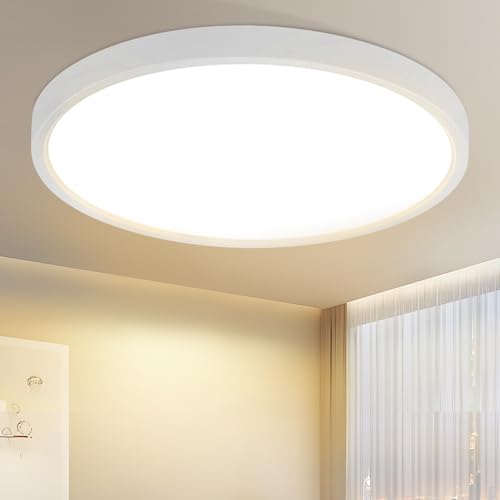 Laittiin Deckenlampe LED Deckenleuchte Flach - 23CM Rund Badezimmerlampe 18W Weiß Schlafzimmerlampe 3000K Warmweiß Modern Deckenlampen IP44 Wasserfest Badlampe Decke für Bad Schlafzimmer Küche Flur von Laittiin