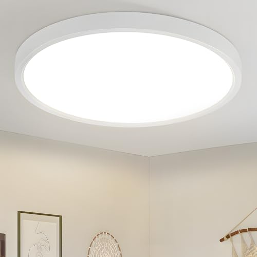 Laittiin Deckenlampe LED Deckenleuchte Flach - 23CM Weiß Schlafzimmer Deckenbeleuchtung 18W Rund Flurlampe 4000K Neutralweiß Modern Küchenlampe IP44 Wasserfest Badezimmer Lampe für Bad Küche Flur von Laittiin