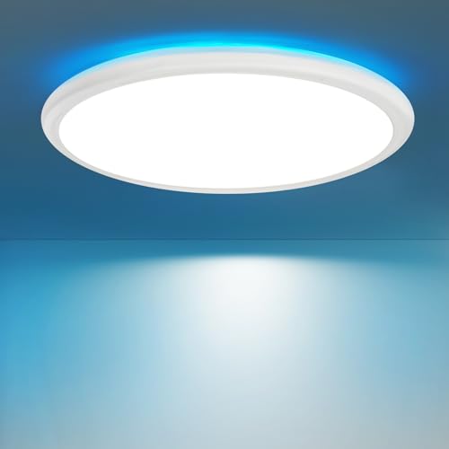 Laittiin Deckenlampe LED Deckenleuchte Flach - 32W RGB Schlafzimmerlampe Dimmbar mit Fernbedienung Ø30cm Küchenlampe Rund Badlampe Decke 3000K-6500K Badezimmerlampe für Balkon/Schlafzimmer/Wohnzimmer von Laittiin
