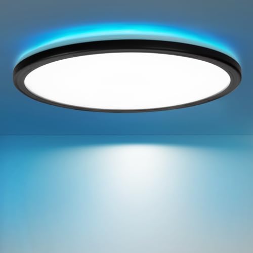 Laittiin Deckenlampe LED Deckenleuchte Flach - Ø30cm RGB Schlafzimmerlampe Dimmbar mit Fernbedienung 32W Küchenlampe Rund Badlampe Decke 3000K-6500K Badezimmerlampe für Balkon/Schlafzimmer/Wohnzimmer Laittiin Deckenlampe LED Deckenleuchte Flach - Ø30cm RGB Schlafzimmerlampe Dimmbar mit Fernbedienung 32W Küchenlampe Rund Badlampe Decke 3000K-6500K Badezimmerlampe für Balkon/Schlafzimmer/Wohnzimmer von Laittiin