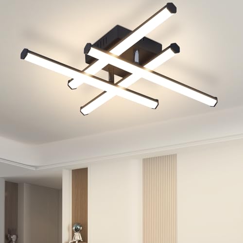 Laittiin Deckenlampe LED Deckenleuchte Flurlampe - 24W Schwarz Schlafzimmerlampe 3000K Warmweiß Deckenlampen Innen Modern Design Küchenlampe für Küche Schlafzimmer Treppenhaus Wohnzimmer Büro von Laittiin