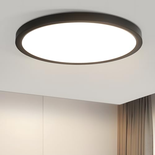 Laittiin Deckenleuchte LED Deckenlampe Badezimmer - 15W Rund Badezimmerlampe 18CM Schwarz Küchenlampe Flurlampe 4000K Neutralweiß Modern Ultradünn Deckenlampe für Schlafzimmer Bad Flur Küche Laittiin Deckenleuchte LED Deckenlampe Badezimmer - 15W Rund Badezimmerlampe 18CM Schwarz Küchenlampe Flurlampe 4000K Neutralweiß Modern Ultradünn Deckenlampe für Schlafzimmer Bad Flur Küche von Laittiin