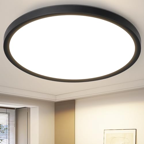 Laittiin Deckenleuchte LED Deckenlampe Badezimmer - 30cm Schwarz Badezimmerlampe 24W Rund Ultra Dünn Schlafzimmerlampe 3000K Warmweiß Küchenlampe Flurlampe IP44 Wasserfest Badlampe für Bad Flur Küche Laittiin Deckenleuchte LED Deckenlampe Badezimmer - 30cm Schwarz Badezimmerlampe 24W Rund Ultra Dünn Schlafzimmerlampe 3000K Warmweiß Küchenlampe Flurlampe IP44 Wasserfest Badlampe für Bad Flur Küche von Laittiin