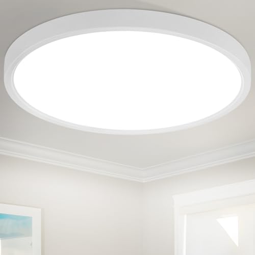 Laittiin Deckenleuchte LED Deckenlampe Flach - 30CM Weiß Schlafzimmerlampe Küchenlampe 24W Badezimmer Lampe 6000K Rund Schlafzimmer Deckenbeleuchtung Kaltesweiß Flurlampe für Bad Flur Küche Balkon von Laittiin
