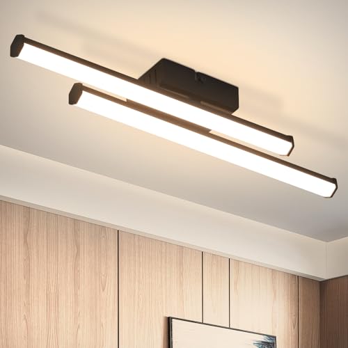 Laittiin LED Deckenlampe Küche Deckenleuchte - 12W Schwarz Flurlampe 3000K Warmweiß Innen Modern Schlafzimmerlampe Linien-Design Deckenbeleuchtung für Küche Schlafzimmer Treppenhaus Wohnzimmer von Laittiin