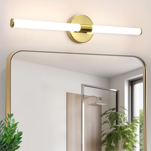 Laittiin LED Spiegelleuchte Bad Wandlampe - 60CM Spiegellampe Badezimmer 8W Spiegelschrank Beleuchtung 4000K Wandleuchte über Spiegel IP44 Neutralweiß badspiegel beleuchtung für Badschrank（Gold） von Laittiin