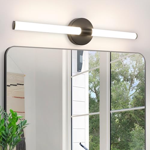Laittiin LED Spiegelleuchte Bad Wandlampe - 60CM Spiegellampe Badezimmer 8W Spiegelschrank Beleuchtung 4000K Wandleuchte über Spiegel IP44 Neutralweiß badspiegel beleuchtung für Badschrank（Schwarz） von Laittiin