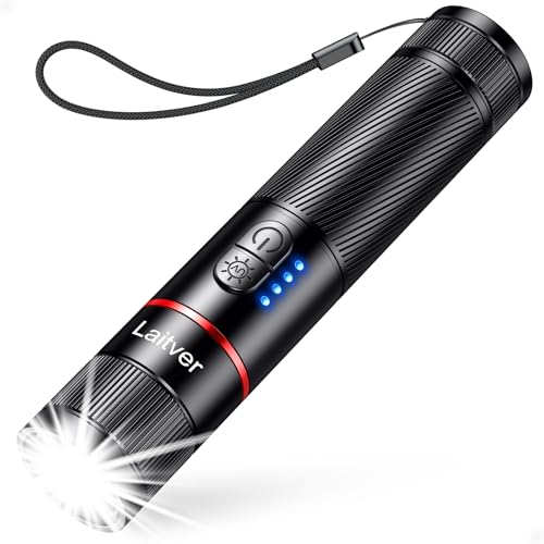 Laitver Taschenlampe LED/UV Aufladbar 2 in 1, Superhell Taschenlampen mit 395nm UV Schwarzlicht-6 Modi, Zoombar, Lange Akkulaufzeit, Wasserdischt Mini Handlampe für Belecutung, Erkennung von Tierurin von Laitver