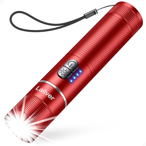 Laitver Taschenlampe LED/UV Aufladbar 2 in 1, Superhell Taschenlampen mit 395nm UV Schwarzlicht-6 Modi, Zoombar, Lange Akkulaufzeit, Wasserdischt Mini Handlampe für Belecutung -Rot von Laitver