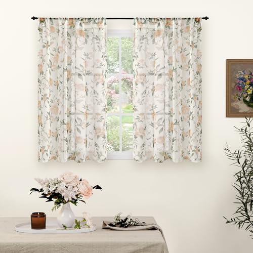 Lajode Durchsichtige Vorhänge, 114 cm lang, 2 Paneele, Blumenmuster, Leinenoptik, halbtransparent, lichtfilternd, Bauernhaus-Vorhänge für Schlafzimmer, Fenster, Stangentasche, Champagnerbeige, jeweils Lajode Durchsichtige Vorhänge, 114 cm lang, 2 Paneele, Blumenmuster, Leinenoptik, halbtransparent, lichtfilternd, Bauernhaus-Vorhänge für Schlafzimmer, Fenster, Stangentasche, Champagnerbeige, jeweils von Lajode
