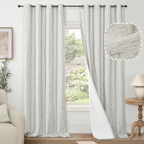 Lajode Verdunkelungsvorhänge für Wohnzimmer, 244 cm Länge, 2 Paneele, wärmeisolierte, lichtblockierende Vorhänge aus Kunstleinen, für Schlafzimmer, bronzefarbene Ösen, Fenstervorhang je 132 cm breit, Lajode Verdunkelungsvorhänge für Wohnzimmer, 244 cm Länge, 2 Paneele, wärmeisolierte, lichtblockierende Vorhänge aus Kunstleinen, für Schlafzimmer, bronzefarbene Ösen, Fenstervorhang je 132 cm breit, von Lajode