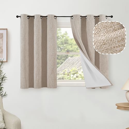 Lajode Verdunklungsvorhänge aus Leinen für kurzes Café-Fenster, 114 cm lang, wärmeisoliert, lichtblockierend, schalldicht, Privatsphäre, Jute-Vorhänge, 2 Paneele, je 96,5 cm breit, Beige Lajode Verdunklungsvorhänge aus Leinen für kurzes Café-Fenster, 114 cm lang, wärmeisoliert, lichtblockierend, schalldicht, Privatsphäre, Jute-Vorhänge, 2 Paneele, je 96,5 cm breit, Beige von Lajode