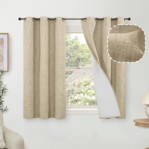Lajode Verdunklungsvorhänge aus Leinen für kurzes Café-Fenster, 114 cm lang, wärmeisoliert, lichtblockierend, schalldicht, Privatsphäre, Jute-Vorhänge, 2 Paneele, je 96,5 cm breit Lajode Verdunklungsvorhänge aus Leinen für kurzes Café-Fenster, 114 cm lang, wärmeisoliert, lichtblockierend, schalldicht, Privatsphäre, Jute-Vorhänge, 2 Paneele, je 96,5 cm breit von Lajode