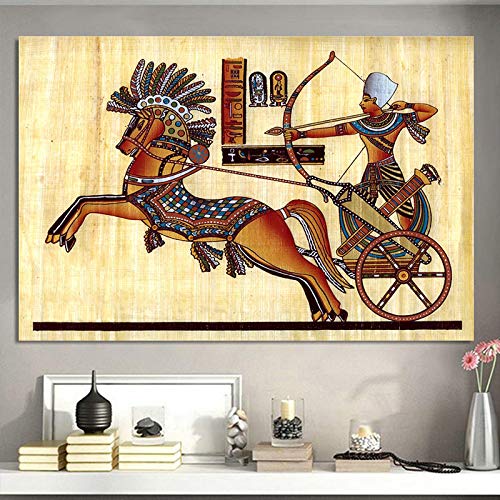 Ägyptischer Hintergrund Antike Hieroglyphen Waffen Queen Pay Tribute Alte Elemente Ägyptens Leinwand Gemälde Wandkunst Dekor 50x70cm Rahmenlos von Lakabara