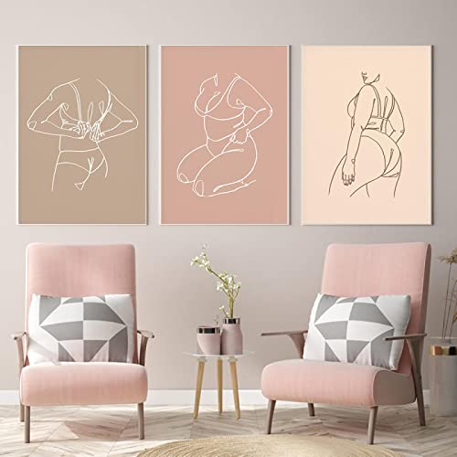 Abstrakte Linie Body Positivity Kunstdrucke Frauen Empowerment Poster Feministische Wandkunst Leinwand Gemälde Wohnzimmer Dekor Bild 50x80cmx3pcs Rahmenlos von Lakabara