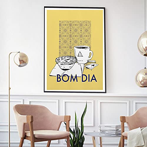 Lakabara DIA Portugal Wandkunstdrucke Minimalismus Poster Küche Kunst Kaffee Leinwand Malerei Bilder für Esszimmer Dekor-50x70cm Kein Rahmen Schwarz & Weiß von Lakabara