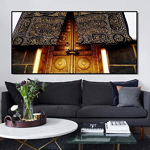 Große Moschee von Mekka Poster und Drucke Wandkunst Leinwand Malerei der Heiligen Kaaba Bilder für Wohnzimmer Wohnkultur-60x120cm Kein Rahmen von Lakabara