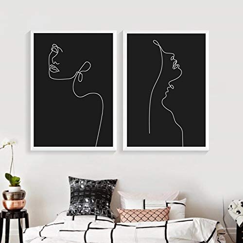 Leinwand Wandkunst Abstrakte Frau Gesicht Eine Linie Gemälde Schwarz und Weiß Minimalistisches Bild Modernes Poster Home Room Wall Decor 50x70cmx2pcs Rahmenlos Leinwand Wandkunst Abstrakte Frau Gesicht Eine Linie Gemälde Schwarz und Weiß Minimalistisches Bild Modernes Poster Home Room Wall Decor 50x70cmx2pcs Rahmenlos von Lakabara