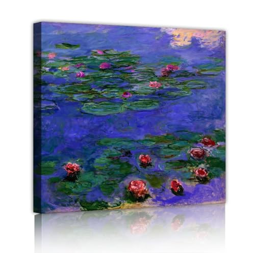 Wandkunst gedruckt auf Leinwand Rote Seerosen von Claude Monet Weltberühmte Gemälde Drucke Klassisches Kunstwerk für Büro Wohnkultur 80x80cm Innenrahmen Wandkunst gedruckt auf Leinwand Rote Seerosen von Claude Monet Weltberühmte Gemälde Drucke Klassisches Kunstwerk für Büro Wohnkultur 80x80cm Innenrahmen von Lakabara