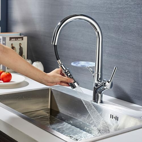 LakeBayMZC 3 Wege Wasserhahn Küche Mit Ausziehbar,3 in 1 Mischbatterie für Wasserfilter, 360° Drehbar Küchenarmatur, Chrom LakeBayMZC 3 Wege Wasserhahn Küche Mit Ausziehbar,3 in 1 Mischbatterie für Wasserfilter, 360° Drehbar Küchenarmatur, Chrom von LakeBayMZC
