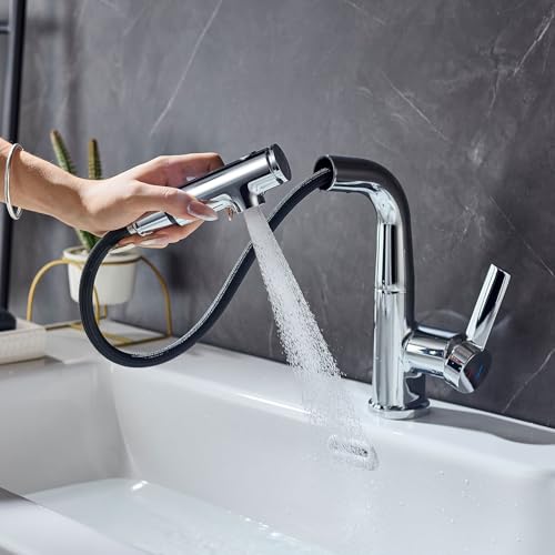 LakeBayMZC Waschtischarmatur mit Ausziehbar Wasserhahn Bad,Einhebelmischer Badarmatur Waschbeckenarmatur für mit 3 Wasserstrahlarten,Chrom LakeBayMZC Waschtischarmatur mit Ausziehbar Wasserhahn Bad,Einhebelmischer Badarmatur Waschbeckenarmatur für mit 3 Wasserstrahlarten,Chrom von LakeBayMZC