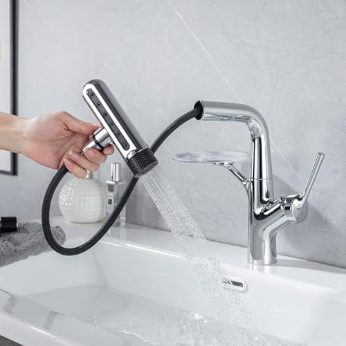 LakeBayMZC Waschtischarmatur mit herausziehbarer Brause Wasserhahn Bad,Einhebelmischer Badarmatur Waschtischarmatur für Aufsatzwaschbecken mit 6 WasserstrahlartenBrause ausziehhar,Chrom LakeBayMZC Waschtischarmatur mit herausziehbarer Brause Wasserhahn Bad,Einhebelmischer Badarmatur Waschtischarmatur für Aufsatzwaschbecken mit 6 WasserstrahlartenBrause ausziehhar,Chrom von LakeBayMZC