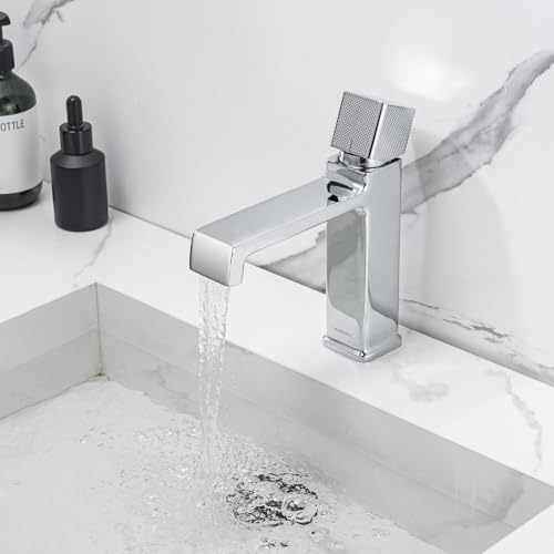 LakeBayMZC Wasserhahn Bad,Wasserfall Waschtischarmatur Bad für Waschbecken,Einhebelmischbatterie Waschbecken mit Auslauf Höhe 110mm,Messing Chrom von LakeBayMZC