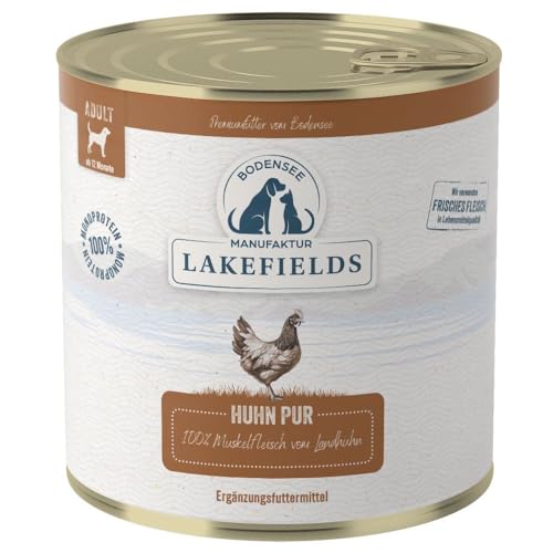 LAKEFIELDS MANUFAKTUR Ergänzungsfutter Huhn PUR für Hunde, Größe:18 x 800 g von Lakefields