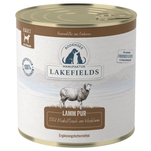 LAKEFIELDS MANUFAKTUR Ergänzungsfutter Lamm PUR für Hunde, Größe:18 x 800 g von Lakefields