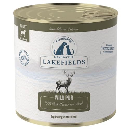 LAKEFIELDS MANUFAKTUR Ergänzungsfutter Wild PUR für Hunde, Größe:18 x 800 g von Lakefields