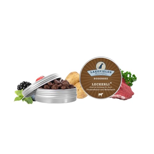 Lakefields - Hundeleckerli Trockenfleischstreifen vom Weidelamm, Hundesnack mit 90% Lammfleisch, getreidefreie & gesunde Leckerlies, ideal als Trainingsleckerli, schonend gebacken, 1 x 50g Lakefields - Hundeleckerli Trockenfleischstreifen vom Weidelamm, Hundesnack mit 90% Lammfleisch, getreidefreie & gesunde Leckerlies, ideal als Trainingsleckerli, schonend gebacken, 1 x 50g von Lakefields