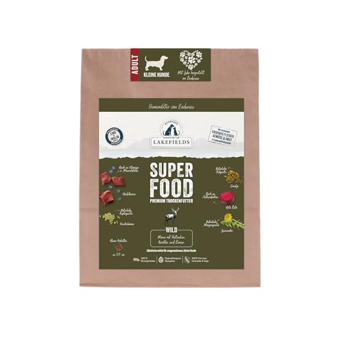 Lakefields SUPERFOOD | Premium Hundefutter trocken | 61% Wild | 1kg | Getreidefreies Trockenfutter für kleine Hunde | Mit Distelöl, Heidelbeeren & Roter Beete | Von Tierärzten entwickelt Lakefields SUPERFOOD | Premium Hundefutter trocken | 61% Wild | 1kg | Getreidefreies Trockenfutter für kleine Hunde | Mit Distelöl, Heidelbeeren & Roter Beete | Von Tierärzten entwickelt von Lakefields