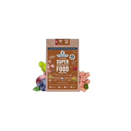 Lakefields SUPERFOOD | Premium Hundefutter trocken | 61% Huhn | 2,5kg | Getreidefreies Hundefutter für ausgewachsene Hunde | Inulin-Zink-Komplex, Heidelbeeren & Rote Beete | Von Tierärzten entwickelt von Lakefields