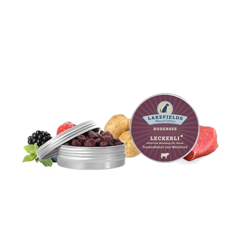 Lakefields - Hundeleckerli Trockenfleischstreifen vom Weiderind, Hundesnack mit 90% Rindfleisch, getreidefreie & gesunde Leckerlies, ideal als Trainingsleckerli, schonend gebacken, 1 x 50g Lakefields - Hundeleckerli Trockenfleischstreifen vom Weiderind, Hundesnack mit 90% Rindfleisch, getreidefreie & gesunde Leckerlies, ideal als Trainingsleckerli, schonend gebacken, 1 x 50g von Lakefields