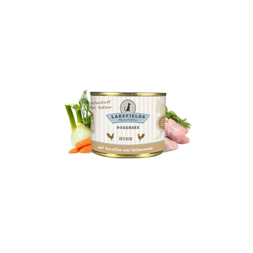 Lakefields - Premium Katzenfutter nass, Huhn 91%, Katzenfutter ohne Getreide und Zucker, Alleinfutter Menü mit Fenchel & Karotte, 200g von Lakefields