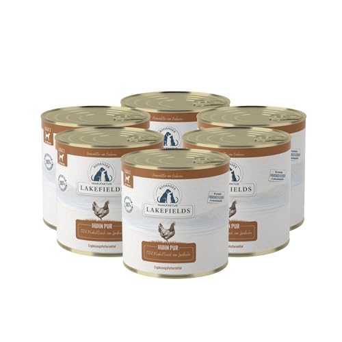 Lakefields Premium Hundefutter Nass | Huhn pur 100% | 6 x 800g | Reines Muskelfleisch | Hühnerfleisch aus Freilandhaltung vom Bodensee | Getreidefreies Nassfutter für Hunde | Regional & Naturbelassen von Lakefields