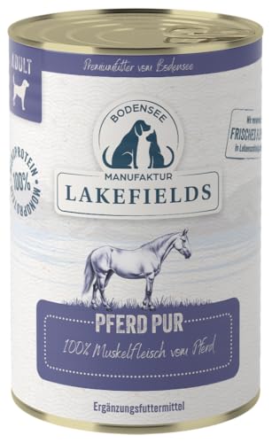 Lakefields Premium Hundefutter Nass | Pferd pur 100% | 400g | Reines Muskelfleisch | Pferdefleisch aus artgerechter Tierhaltung | Hypoallergenes Nassfutter für Hunde | Regional & Getreidefrei Lakefields Premium Hundefutter Nass | Pferd pur 100% | 400g | Reines Muskelfleisch | Pferdefleisch aus artgerechter Tierhaltung | Hypoallergenes Nassfutter für Hunde | Regional & Getreidefrei von Lakefields