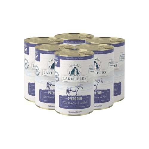 Lakefields Premium Hundefutter Nass | Pferd pur 100% | 6 x 400g | Reines Muskelfleisch | Pferdefleisch aus artgerechter Tierhaltung | Hypoallergenes Nassfutter für Hunde | Regional & Getreidefrei Lakefields Premium Hundefutter Nass | Pferd pur 100% | 6 x 400g | Reines Muskelfleisch | Pferdefleisch aus artgerechter Tierhaltung | Hypoallergenes Nassfutter für Hunde | Regional & Getreidefrei von Lakefields