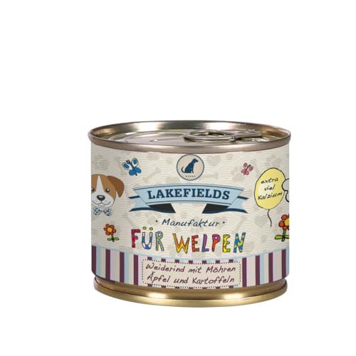 Lakefields Premium Welpenfutter Nass | Rind 61% | 200g | Getreidefreies Hundefutter für Welpen | Natürliche Zutaten in Lebensmittelqualität | Äpfel, Zucchini & Karotten | Schonend gegart Lakefields Premium Welpenfutter Nass | Rind 61% | 200g | Getreidefreies Hundefutter für Welpen | Natürliche Zutaten in Lebensmittelqualität | Äpfel, Zucchini & Karotten | Schonend gegart von Lakefields