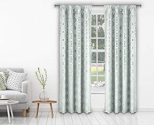 Lala + Bash Cecily Metallic Gate Window Curtain, 38x84 (2 Pieces), Seafoam-Silver von Lala + Bash