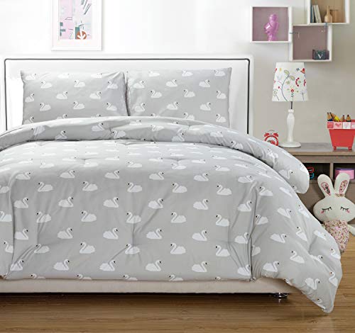 Lala + Bash Chenia Swans Comforter Set, Full/Queen, Grey von Lala + Bash