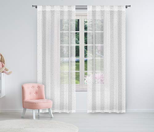 Lala + Bash Davis Solid Window Curtain, 38" W x 84" L, White-Silver von Lala + Bash