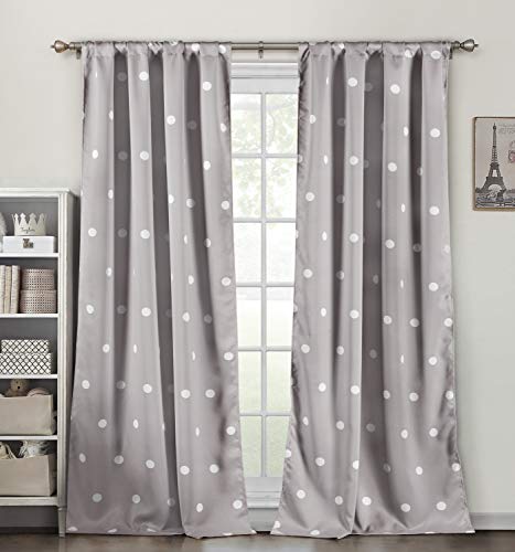 Lala + Bash Dottie Print Blackout Curtain, 38x84 (2 Pieces), Grey von Lala + Bash