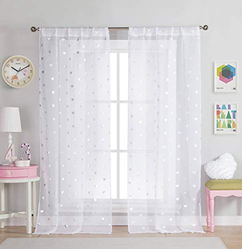 Lala + Bash Kellyann Print Window Curtain, 37" W x 84" L, White von Lala + Bash